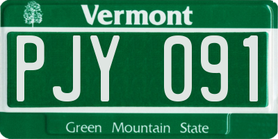 VT license plate PJY091
