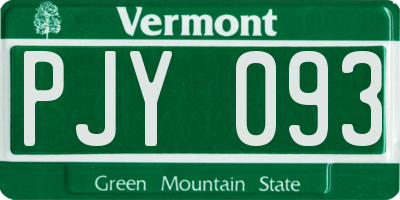 VT license plate PJY093