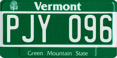 VT license plate PJY096