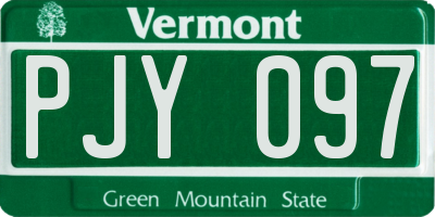 VT license plate PJY097