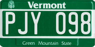 VT license plate PJY098