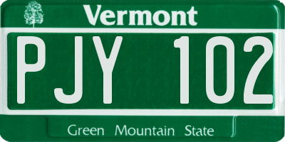 VT license plate PJY102