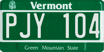 VT license plate PJY104