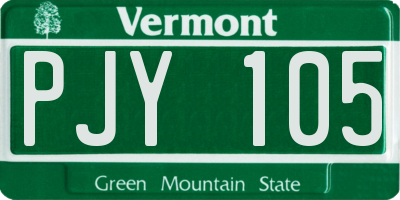 VT license plate PJY105