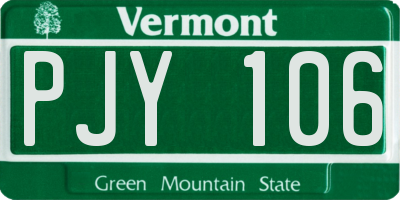 VT license plate PJY106