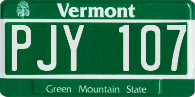 VT license plate PJY107