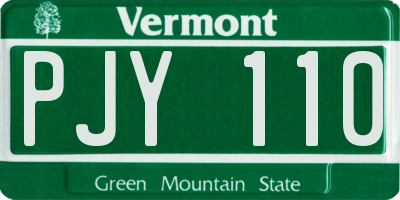 VT license plate PJY110