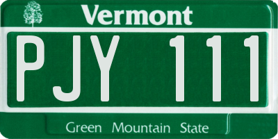 VT license plate PJY111