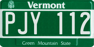 VT license plate PJY112