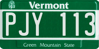 VT license plate PJY113