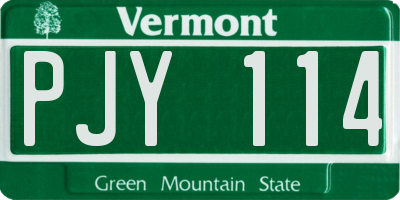 VT license plate PJY114