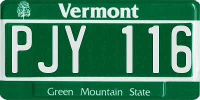 VT license plate PJY116