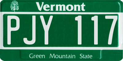 VT license plate PJY117