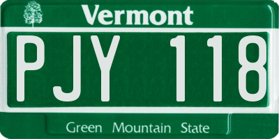VT license plate PJY118
