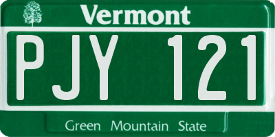 VT license plate PJY121