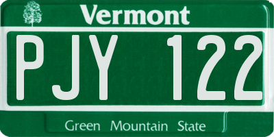VT license plate PJY122