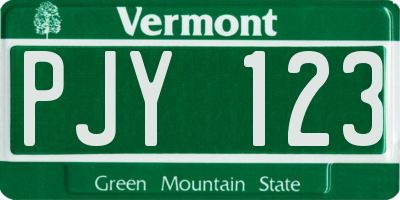 VT license plate PJY123
