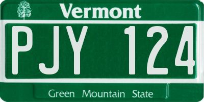 VT license plate PJY124
