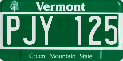 VT license plate PJY125