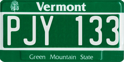 VT license plate PJY133