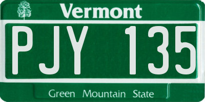 VT license plate PJY135