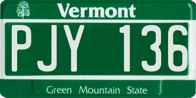 VT license plate PJY136
