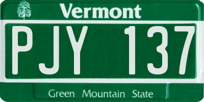 VT license plate PJY137