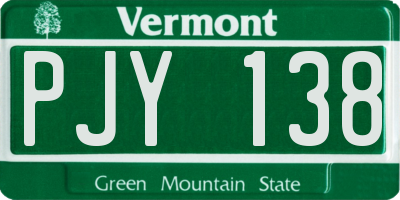 VT license plate PJY138
