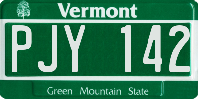 VT license plate PJY142