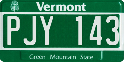 VT license plate PJY143