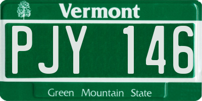 VT license plate PJY146