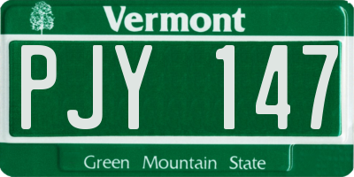 VT license plate PJY147
