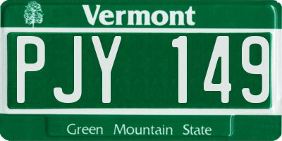 VT license plate PJY149