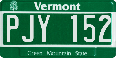 VT license plate PJY152