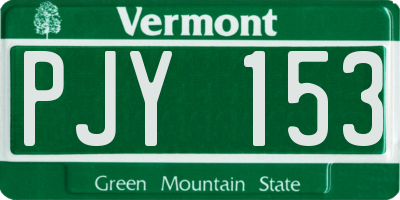 VT license plate PJY153