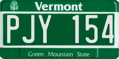 VT license plate PJY154