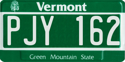 VT license plate PJY162