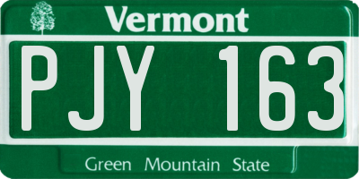 VT license plate PJY163