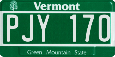 VT license plate PJY170