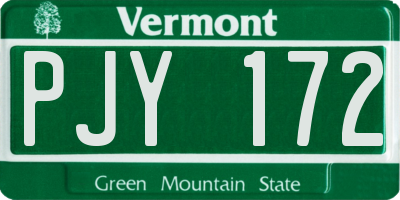 VT license plate PJY172