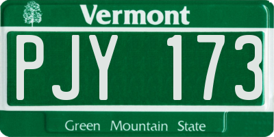 VT license plate PJY173