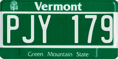 VT license plate PJY179