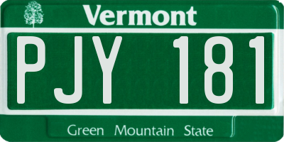 VT license plate PJY181