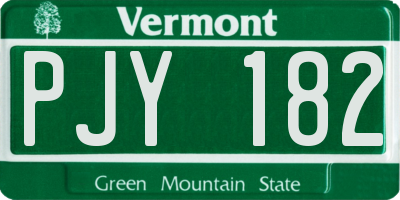 VT license plate PJY182