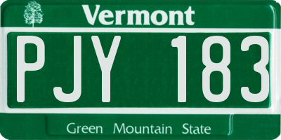 VT license plate PJY183