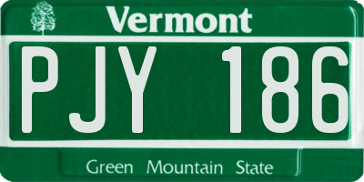 VT license plate PJY186