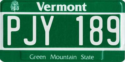 VT license plate PJY189