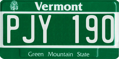 VT license plate PJY190