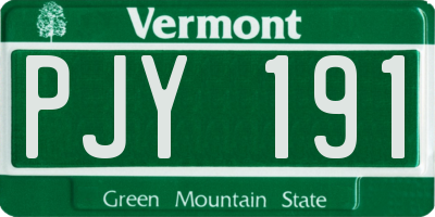 VT license plate PJY191
