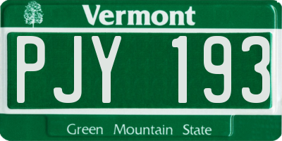 VT license plate PJY193